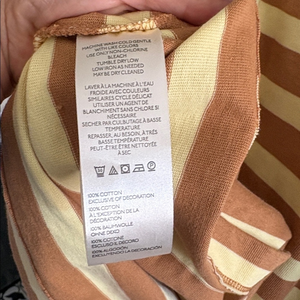 Maeve Cream and Camel Striped V-Neck Sweater Top - Picture 6 of 6